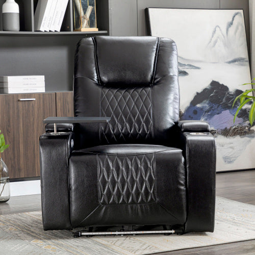 Electric Recliner Chair With USB Charge Port, 360 Swivel Tray Table, Hand In-Arm Storage, Cup Holders, Ambient Lighting - Ambient Lighting Gaming Recliner Chair Home Theat