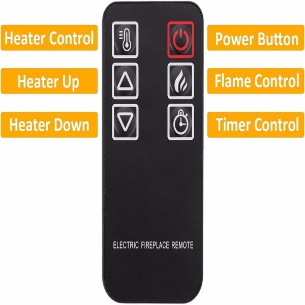 23 Inch Electric Fireplace, 3D Infrared Black Fireplace Electric Heater With Infrared Remote Control, Glass Field Of View, Adjustable Realistic Wood And Flames, Indoor, 1400W