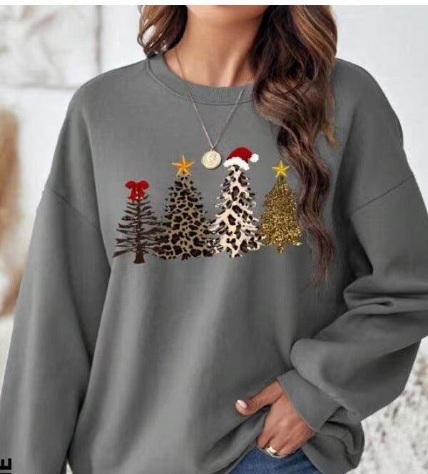 Women's Tops Santa Claus Graphic Print Crew Neck Raglan Long-sleeved T-shirt Women's Sweater