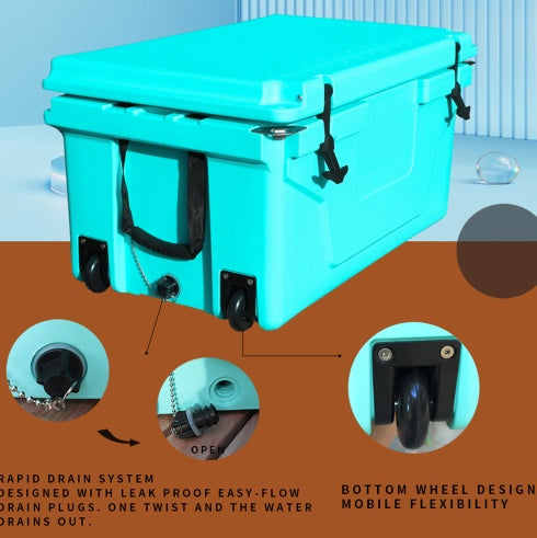 Hot Selling Blue Color 65QT Outdoor Cooler Fish Ice Chest Box 2022 Popular Camping Cooler Box