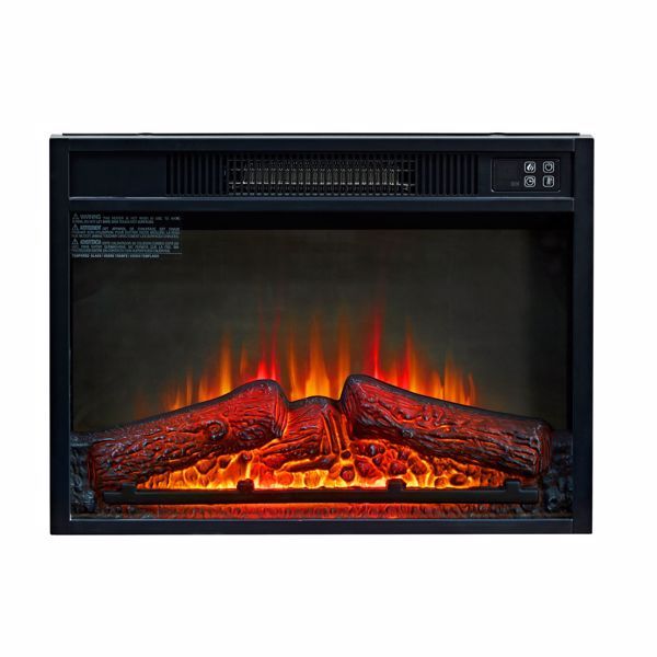 23 Inch Electric Fireplace, 3D Infrared Black Fireplace Electric Heater With Infrared Remote Control, Glass Field Of View, Adjustable Realistic Wood And Flames, Indoor, 1400W