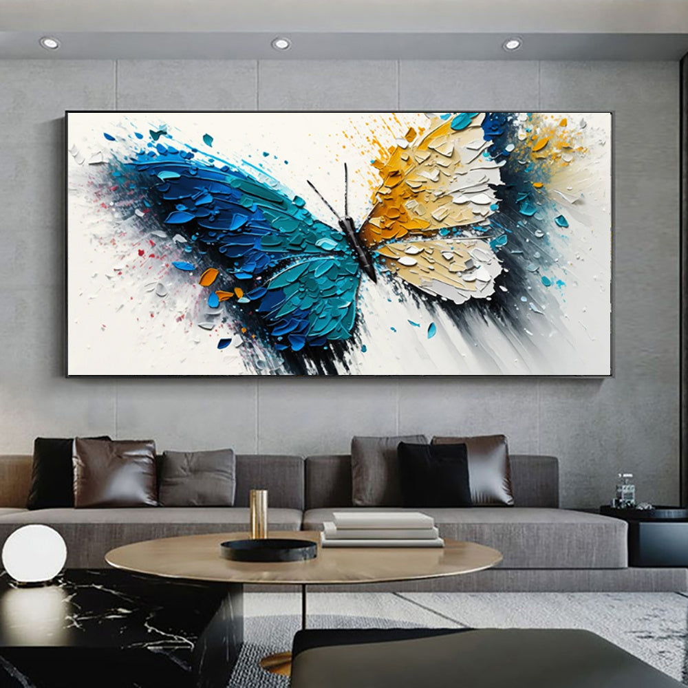 Large Abstract Handmade Canvas Art Modern Acrylic Oil Painting Vibrant Animal Butterfly Wall Home Decor For Living Room