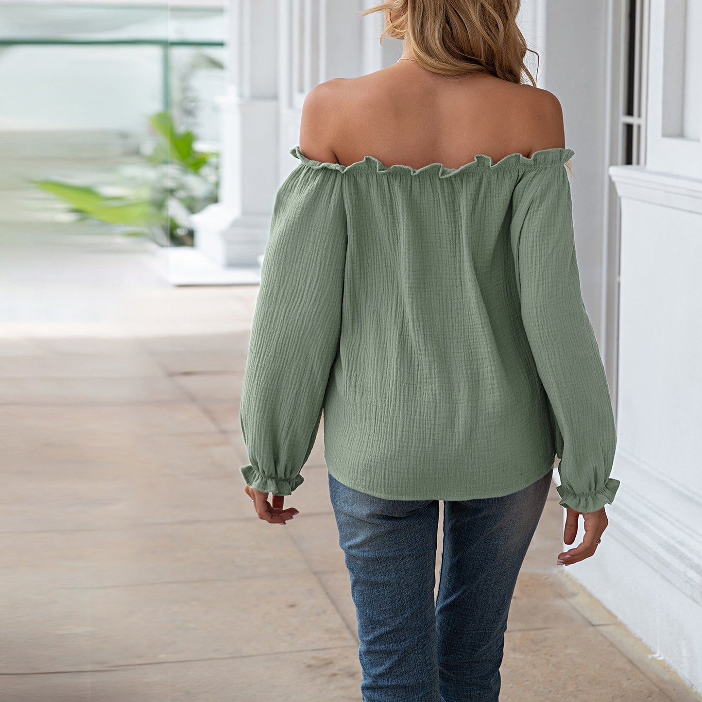 Women's Tops One-Shoulder T-Shirt Solid Color Casual Shirt