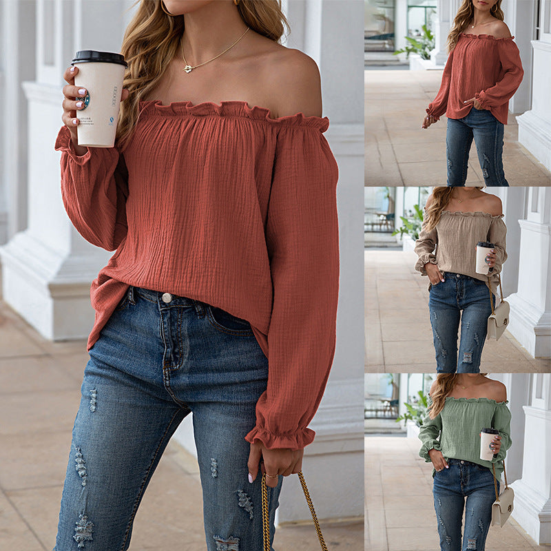 Women's Tops One-Shoulder T-Shirt Solid Color Casual Shirt