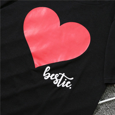 S-2XL Mom & Me T-Shirts Tops Family Matching Outfits Mother andDaughter Heart Printed Shirt T-shirts Family Clothes Top Tees
