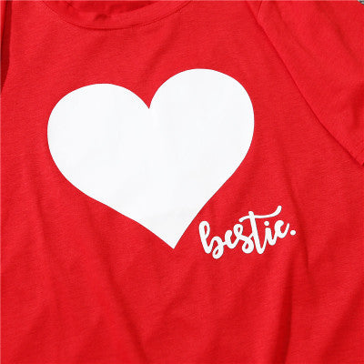 S-2XL Mom & Me T-Shirts Tops Family Matching Outfits Mother andDaughter Heart Printed Shirt T-shirts Family Clothes Top Tees